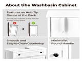 1-Drawer 2-Door Bathroom Vanity Bathroom Cabinet Washbasin Not Included 23.62*11.81*23.62in White 77602826