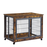 ZNTS Furniture Dog Cage Crate with Double Doors, Rustic Brown, 38.58'' W x 25.2'' D x 27.17'' H W116291738