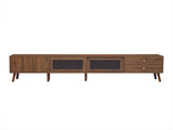 76" Modern Minimal Glass-Doors TV Stand for TVs up to 85 Inches, Wood-Grain Entertainment Center N710P298234P