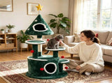 Christmas Themed Cat Tree, 50" Multi-Level Cat Tower with 2 Cozy Plush Condos, Natural Sisal 21830212