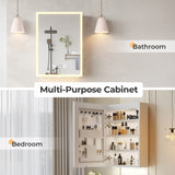 White Particleboard LED Mirror Cabinet , Acrylic Frame, 1 Door, 4 Shelves, with Time & 64671895