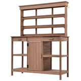 TOPMAX 66" Large Outdoor Farmhouse Wooden Potting Bench Table, Garden Workstation with 2 Drawers, WF300211AAD