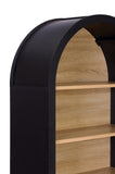 61" Tall Arched Cabinets,Bookcase with storage,Mid-Century Modern 5-Tier Bookshelf with Door,Black W3123P333693