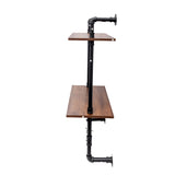 Industrial Pipe Shelf 3 Tier and 2 Tier Wall Mounted Shelves 36in Wood Display Shelves, and 3 W331P279737