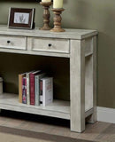 ZNTS Sofa Table Antique White Rustic Solid wood Storage Table Open Shelf Bottom Living Room 1pc Side B01143443