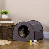 ZNTS Dome Heated Cat House Portable and Waterproof Pet Shelter for Kitty in Winter, Brown 18507486