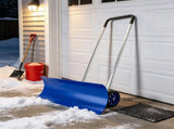 Snow Pusher with Wheels 37 Inch Extra Wide Snow Shovel Ergonomic Adjustable Handle Blue 24499012