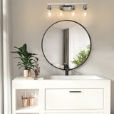Modern 4-Light Bathroom Vanity Light Fixture - Brushed Nickel Finish with Clear Glass Shades, W1340P206668