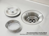 Kitchen Sink, 33x22 Single Bowl, Overmount Handmade Sink in Brushed Nickel, with US Standard Drain 80141518