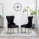 ZNTS Montura Contemporary Tufted Velvet Chair with Nailhead Trim, Set of 2, Black T2574P164573