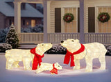 Set of 3 Lighted Polar Bear Family Christmas Decorations, Pre-lit Holiday Decor with 190 Warm White 14959507