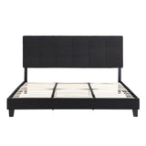 King Size Upholstered Platform Bed Frame with Linen Fabric Headboard, No Box Spring Needed, Wood W311107471