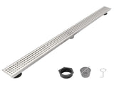 36 Inch Linear Shower Drain with Removable Square Patterned Grate, 304 Stainless Steel with Hair 28071561