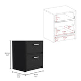 Trivor 2 Drawers Nightstand , End Table, Side Table Metal Handles -Black B20092122