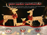 3pcs 4FT 30.00V 3.60W Family Elk Champagne Iron Frame Courtyard Elk Decoration 85433522