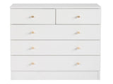 4-Tier 5-Drawer Bedside Table with Matte Gold Handles Particleboard with Textured Melamine Finish 97060618