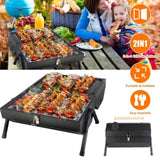 ZNTS Portable Charcoal Two Side Small BBQ Folding Outdoor Stove Barbecue Smoker with 1Pc 22774928