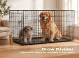 36-48 Inch Double Door Dog Crate - Heavy Duty Foldable Metal Cage with Divider, Removable Tray & 36304739