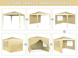 6.5X6.5FT Two Doors & Two Windows Practical Waterproof Right-Angle Folding Tent Khaki Color 15685159