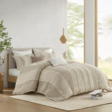 Full/Queen 3 Piece Striped Cotton Duvet Cover Set B035P217803
