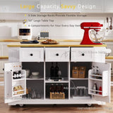 K&K 53inch Large Island with Drop Leaf, Power Outlet, Door Internal Storage Rack, Rolling N707P185531W