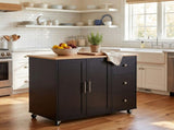 Mobile Kitchen Cart with Storage, 39.76'' Rolling Kitchen Island with 2 Doors, 3 Drawers & N779P373196B