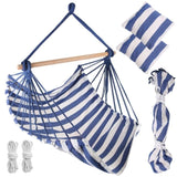 Hammock Hanging Canvas Porch Patio Swing Seat Portable Camping Rope Seat Wooden Stick Hammock 85262988