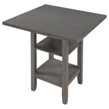 5-Piece Wooden Counter Height Dining Set with Padded Chairs and Storage Shelving 08366241