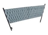 Queen Size Headboard in Black Metal and Blue Fabric B202P223756