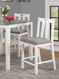White Solid wood 5pc Counter Height Dining Set Table 4x Gray Linen Like Fabric Cushions Seats B011P230002