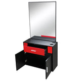 15% E0 chipboard linen top 1 drawer 1 door with mirror Salon cabinet black and redSame code 96936352