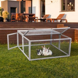 ZNTS Folding Rabbit Hutch with Roosting Bar, Wood Collapsible Guinea Chick Run, Outdoor Bunny Cage, W2181P152980