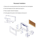 36 inch recessed ultra thin tempered glass front wall mounted electric fireplace with remote and W1769133637