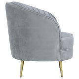 Grey and Gold Upholstered Tufted Chair B062P145585