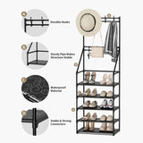 ZNTS 5-layer shoe rack, suitable for entrances, narrow shoe racks, jackets, and shoe racks, with 8 hooks 24760479