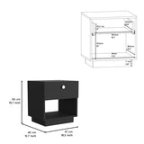 Single Drawer Nightstand 19"H with Open Storage Shelf, Black B097133072