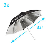 ZNTS 135W Silver Black Umbrellas with Background Stand Non-Woven Fabrice Set 64774424