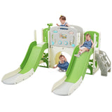 ZNTS Kids Slide Playset Structure 8 in 1, Freestanding Ocean Themed Set with Slide, Arch N710P176322F