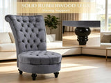 Grey Retro High Back Armless Royal Accent Chair Fabric Upholstered Tufted Seat for Living Dining And 66498578