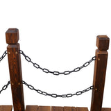 5 FT Wooden Garden Bridge, Stained Wood Arc Footbridge with Chain Railings for Backyard Creek Farm, 06028171