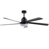 ZNTS 65 Inch Black Ceiling Fan with Light, 5-Blade Dimmable LED Ceiling Fan with Remote Control, Modern W1340P243907