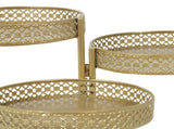 17" x 17" x 20" 3 Tier Gold Metal Curved Folding Plantstand with Floral and Scroll Patterns 94448978