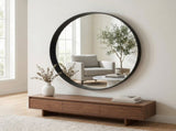 30" Round Bathroom Mirror Vanity Wall Mounted Mirror with Deep Frame, Black 88869193