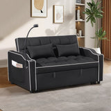 1 multifunctional foldable sofa bed in 3 different lengths, modern sofa, upgraded suede fabric, W1910P268394
