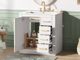 24" Bathroom Vanity with Integrated Ceramic, Bathroom Cabinet with 1 Door, 3 Drawers, Single N710P341038K