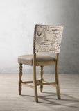 Birmingham Script Printed Driftwood Finish Counter Height Dining Chair with Nail head, Set of 2 T2574P165120