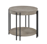 1pc Contemporary Round End Table with Storage Shelf Black Brown Tan / Beige Finish Living Room B011P245447