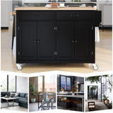 Kitchen Island Cart with Solid Wood Top and Locking Wheels,54.3 Inch Width,4 Door Cabinet and Two WF286911AAB