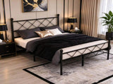 82.7"54" Full Metal Platform Bed Frame, X-Design Headboard & Footboard with LED Lights, USB & 81340836