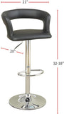 Bar Stool Counter Height Chairs Set of 2 Adjustable Height Kitchen Island Stools Black PVC / Faux HS00F1555-ID-AHD